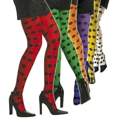 Collants fluorescentes com bolinhas pretas