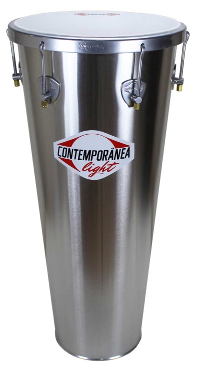 Tambor de percussão metalizado com pele e ganchos ajustáveis