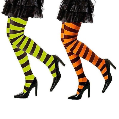 Meias listradas verdes e pretas ou laranja e pretas