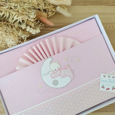 Conjunto Flanela Ursinho Rosa