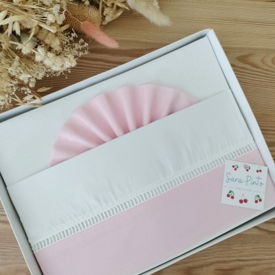 Conjunto Alcofa Algodão Rosa