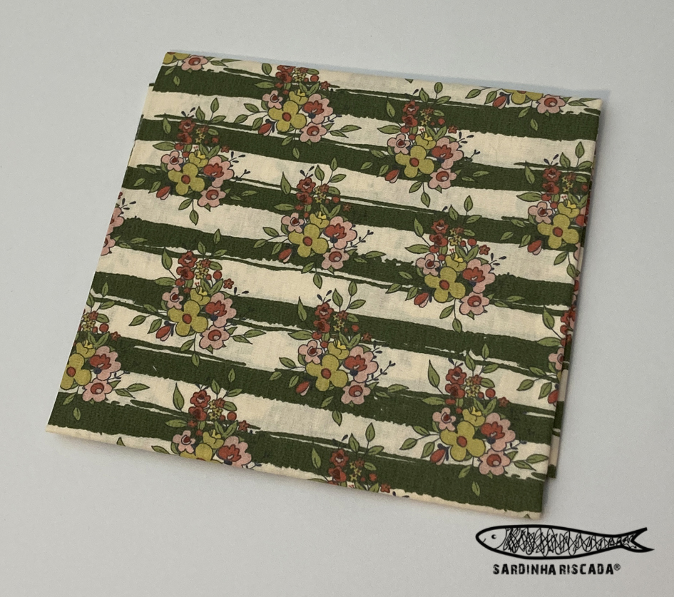 Retalho  Flores Risca Verde  50x150cm