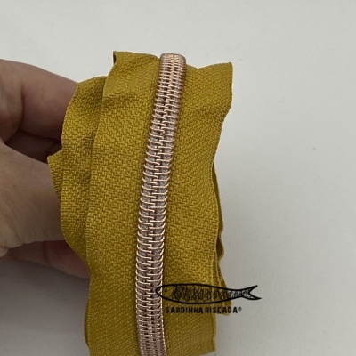 Fecho Zipper Metalizado - Cobre