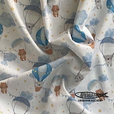 Bichinhos nas nuvens - Balões e Paraquedas Azul Bichinhos nas nuvens - Balões e Paraquedas Azul