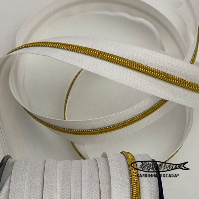 Fecho Zipper Malha 5 Branco  - Metalizado