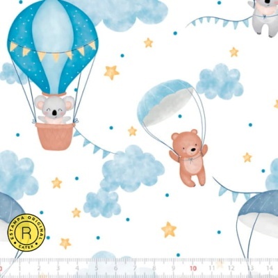 Bichinhos nas nuvens - Balões e Paraquedas Azul Bichinhos nas nuvens - Balões e Paraquedas Azul