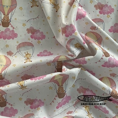 Bichinhos nas nuvens - Balões e Paraquedas Rosa Bichinhos nas nuvens - Balões e Paraquedas Rosa