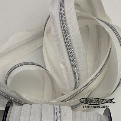 Fecho Zipper Malha 5 Branco  - Metalizado