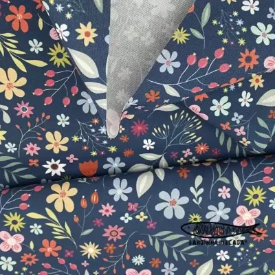 Canvas  - Flores fundo Azul