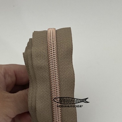 Fecho Zipper Metalizado - Cobre