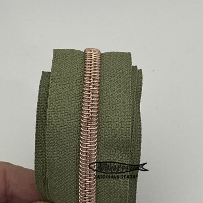 Fecho Zipper Metalizado - Cobre