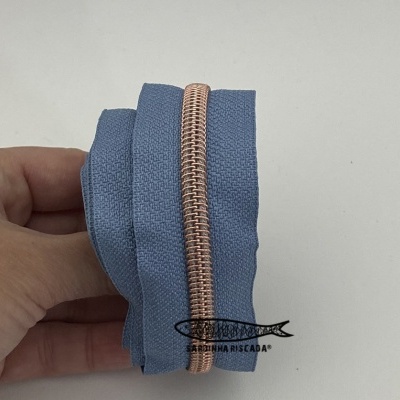 Fecho Zipper Metalizado - Cobre