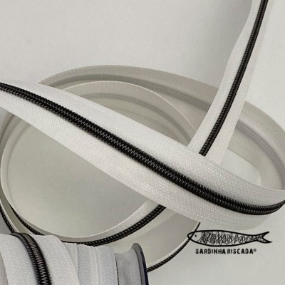 Fecho Zipper Malha 5 Branco  - Metalizado