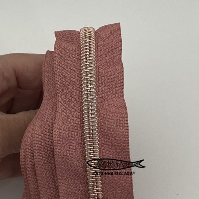 Fecho Zipper Metalizado - Cobre