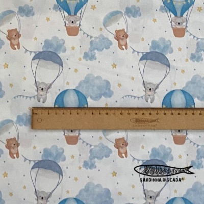 Bichinhos nas nuvens - Balões e Paraquedas Azul Bichinhos nas nuvens - Balões e Paraquedas Azul