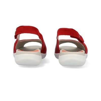 Sandálias vermelhas com sola branca e tiras em velcro