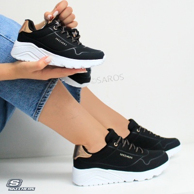 Sapatilha Skechers Uno Lite Metallic 310384l Preto