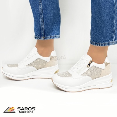 Sapatilha Lapierce Ds28 Branco E Dourado