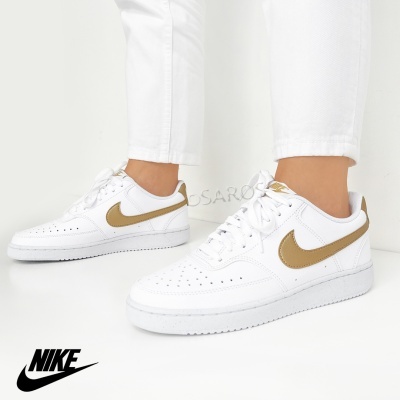 Sapatilha Nike Court Vision Low DH3158 Branco e Dourado