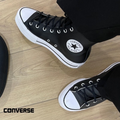 Sapatilha Converse Leather Platform Hi 561675c Preto