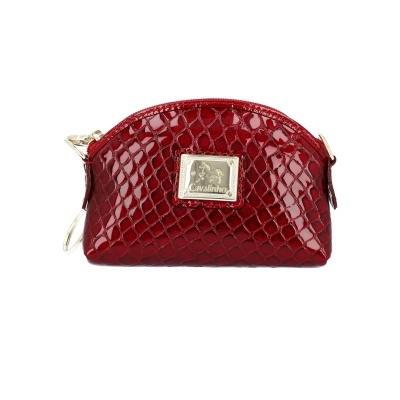 Bolsa pequena vermelha em pele sintética com placa metálica Cavalinho