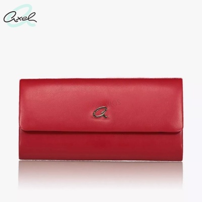 Carteira vermelha lisa com logótipo 'a' metálico