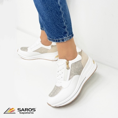 Sapatilha Lapierce Ds28 Branco E Dourado