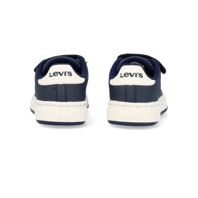 Ténis Levi's azuis escuros e brancos vista traseira com logótipo