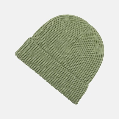 Gorro de malha verde com dobra