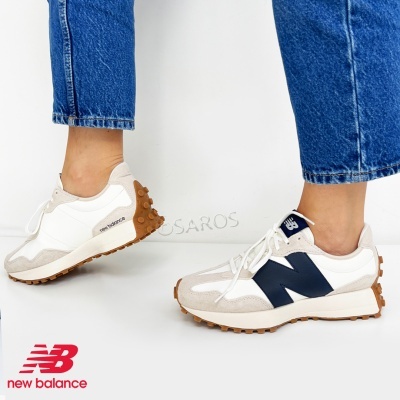 Sapatilha New Balance 327 Ws327 Kb Bege com Azul