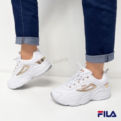Sapatilha Fila Skye Zp Ffw0585 Branco E Dourado