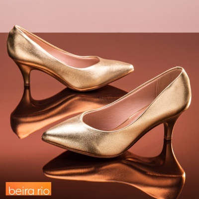 Sapato Beira Rio Stiletto 4076.1101 Ouro