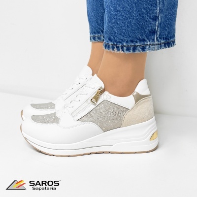 Sapatilha Lapierce Ds28 Branco E Dourado