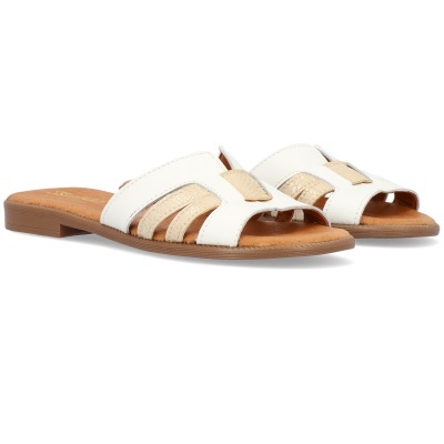 Chinelo Saros 1002 Branco E Dourado