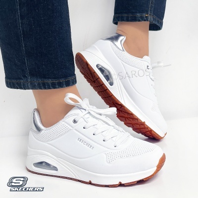 Sapatilha Skechers Uno Gen1 Shimmer 310545l Branco E Prateado