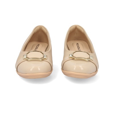 Sapatilhas bege brilhantes com fivela dourada