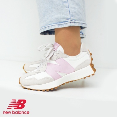 Sapatilha New Balance 327 WS327 OR Bege e Rosa