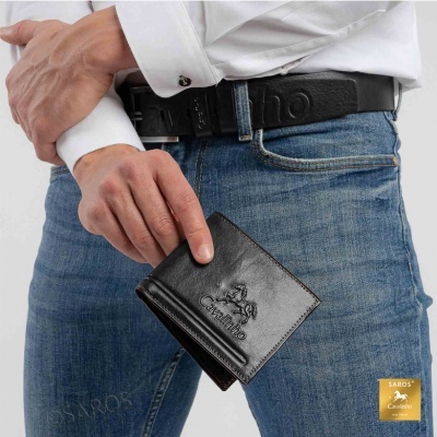 Carteira de Homem em pele Cavalinho 28610512 Preto