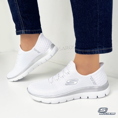 Sapatilha Skechers Summits Diamond 150123 Branco E Prateado