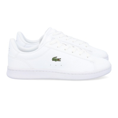 Ténis brancos Lacoste em pele com crocodilo verde na lateral