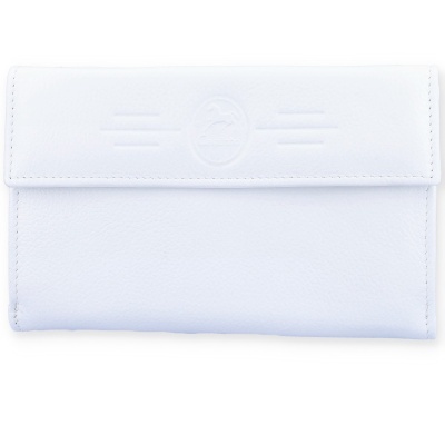 Carteira branca em pele texturizada com logótipo em relevo