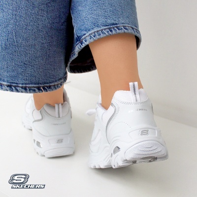 Sapatilha Skechers Dlites Endless Dream 13151 Branco E Prateado