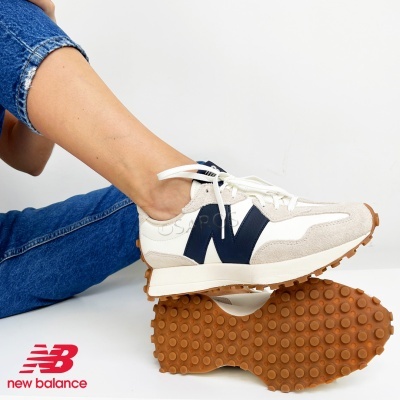Sapatilha New Balance 327 Ws327 Kb Bege com Azul
