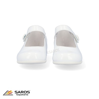 Sapatos de bebé brancos com correia e fivela