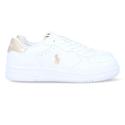 Sapatilha Polo Ralph Lauren Masters Court Rl01248100 Branco E Dourado