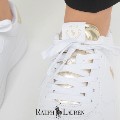 Sapatilha Polo Ralph Lauren Masters Court Rl01248100 Branco E Dourado