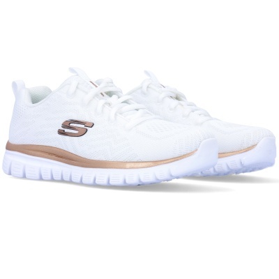 Sapatilha Skechers Graceful Get Connected 12615 Branco E Dourado