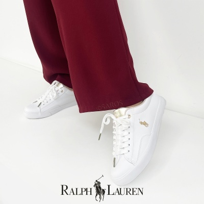 Sapatilha Polo Ralph Lauren Theron Rf104098 Branco E Dourado