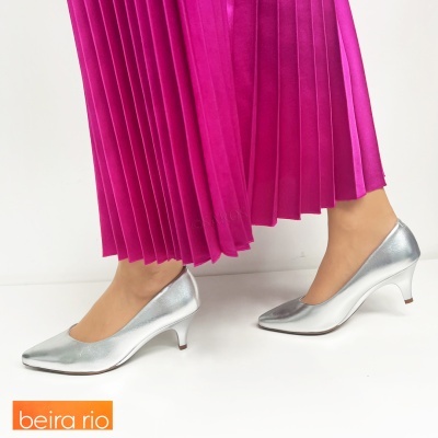 Sapato Beira Rio Stiletto 4076.1101 Prata