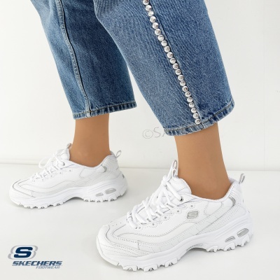 Sapatilha Skechers D'Lites Fresh Start 11931 WSL Branco com Prata